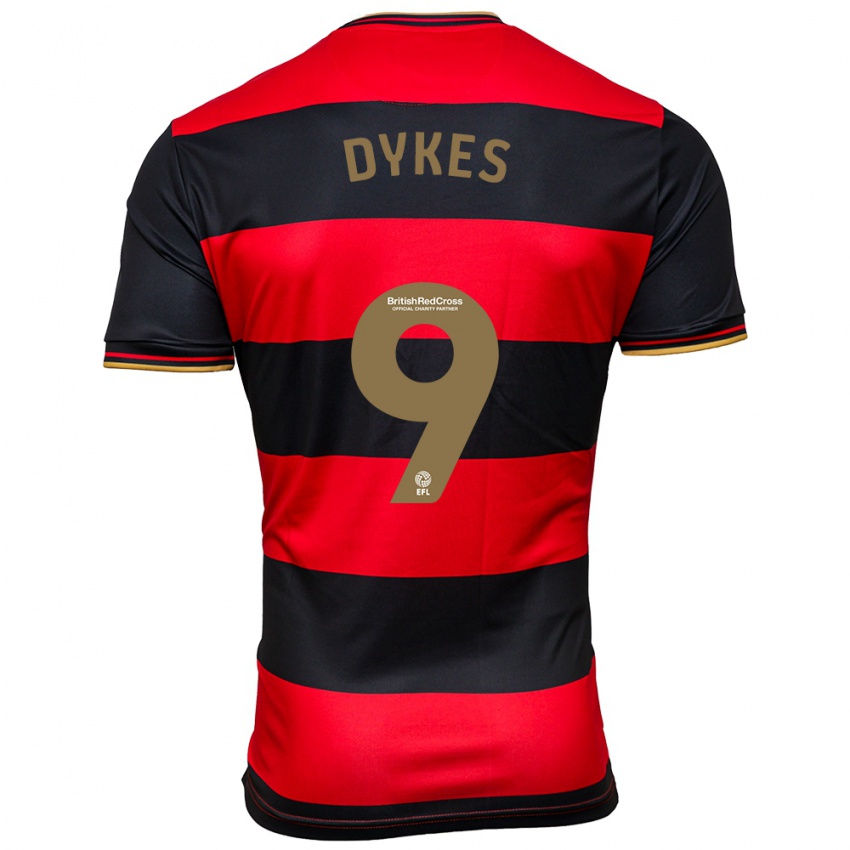 Mujer Camiseta Lyndon Dykes #9 Negro Rojo 2ª Equipación 2023/24 La Camisa Chile