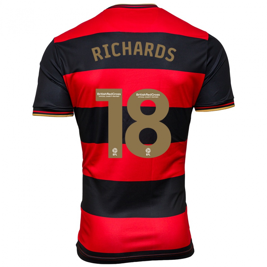 Mujer Camiseta Taylor Richards #18 Negro Rojo 2ª Equipación 2023/24 La Camisa Chile