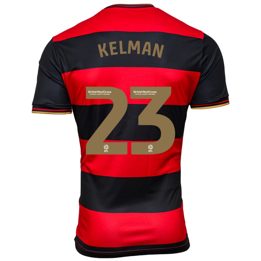 Mujer Camiseta Charlie Kelman #23 Negro Rojo 2ª Equipación 2023/24 La Camisa Chile