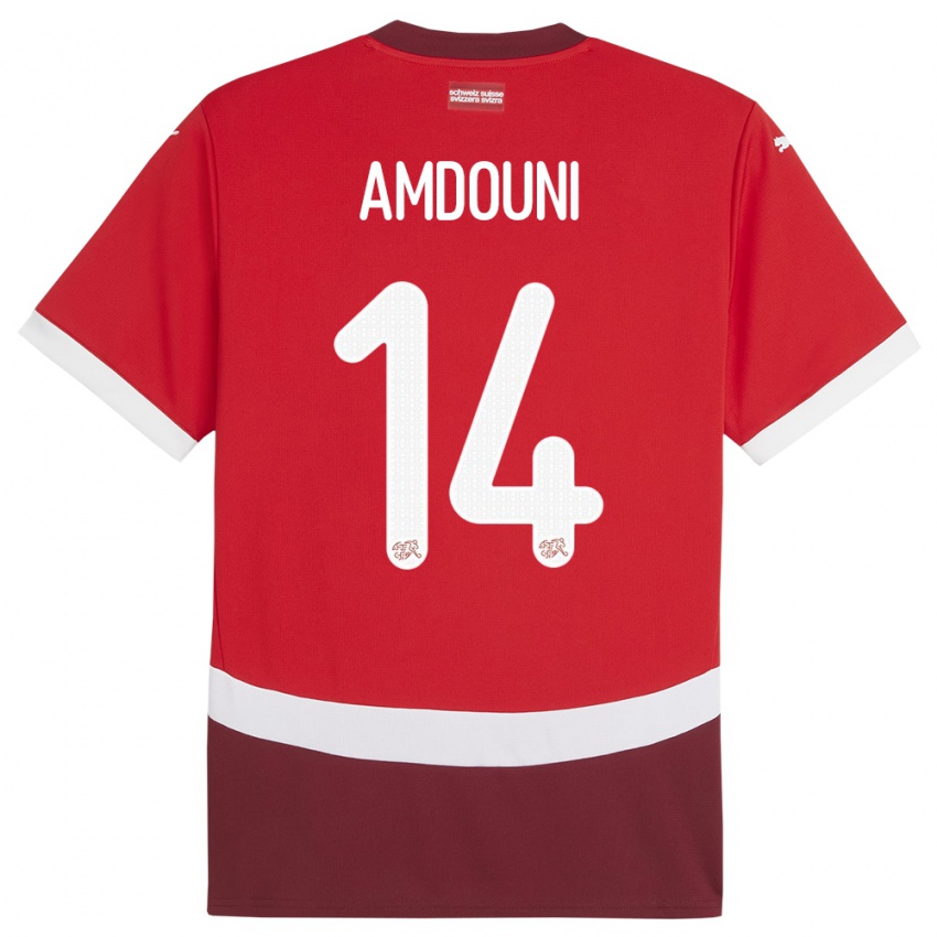 Niño Camiseta Suiza Mohamed Zeki Amdouni #14 Rojo 1ª Equipación 24-26 La Camisa Chile