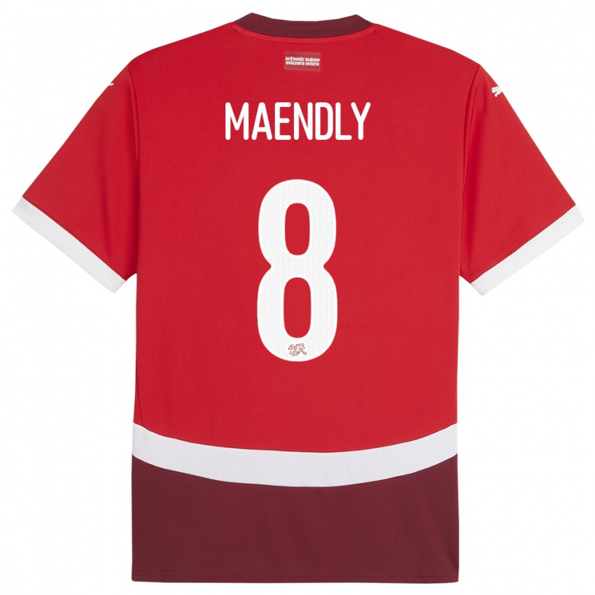 Niño Camiseta Suiza Sandy Maendly #8 Rojo 1ª Equipación 24-26 La Camisa Chile