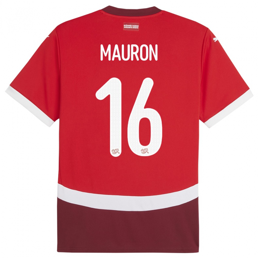 Niño Camiseta Suiza Sandrine Mauron #16 Rojo 1ª Equipación 24-26 La Camisa Chile