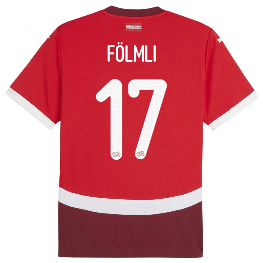 Niño Camiseta Suiza Svenja Folmli #17 Rojo 1ª Equipación 24-26 La Camisa Chile