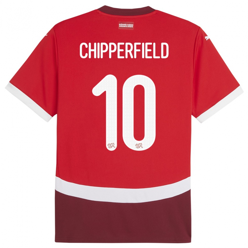 Niño Camiseta Suiza Liam Chipperfield #10 Rojo 1ª Equipación 24-26 La Camisa Chile
