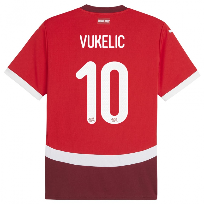 Niño Camiseta Suiza Mile Vukelic #10 Rojo 1ª Equipación 24-26 La Camisa Chile