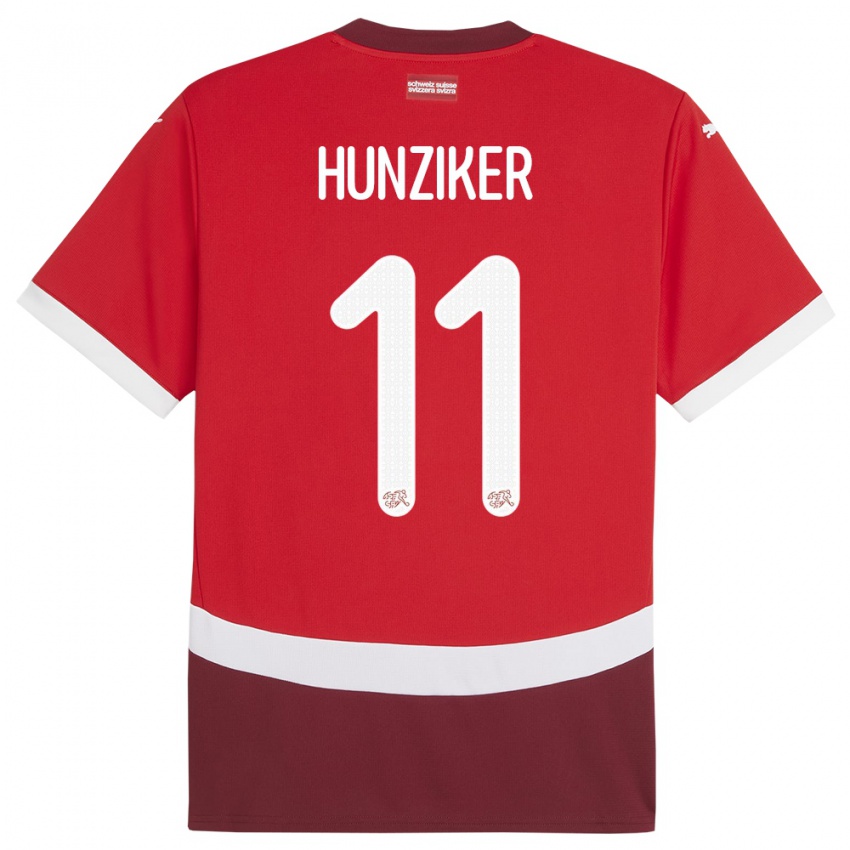 Niño Camiseta Suiza Andrin Hunziker #11 Rojo 1ª Equipación 24-26 La Camisa Chile