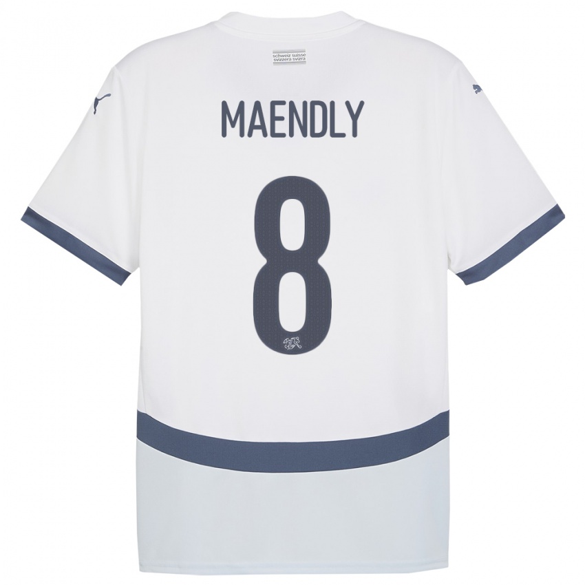 Niño Camiseta Suiza Sandy Maendly #8 Blanco 2ª Equipación 24-26 La Camisa Chile