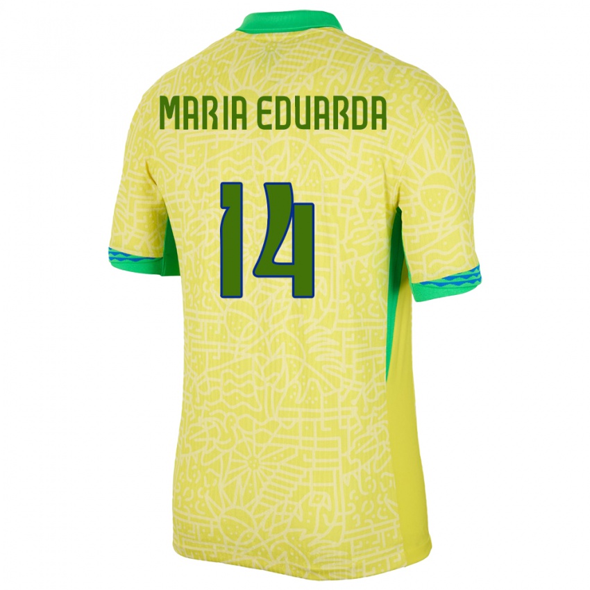 Hombre Camiseta Brasil Maria Eduarda #14 Amarillo 1ª Equipación 24-26 La Camisa Chile