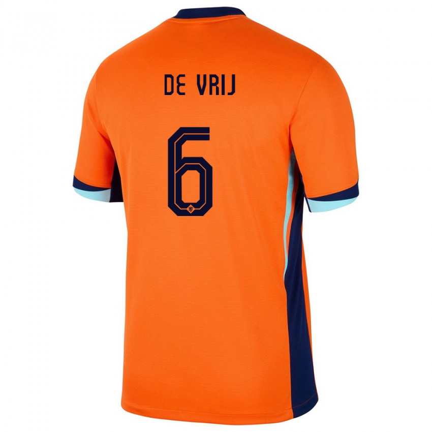 Hombre Camiseta Países Bajos Stefan De Vrij #6 Naranja 1ª Equipación 24-26 La Camisa Chile