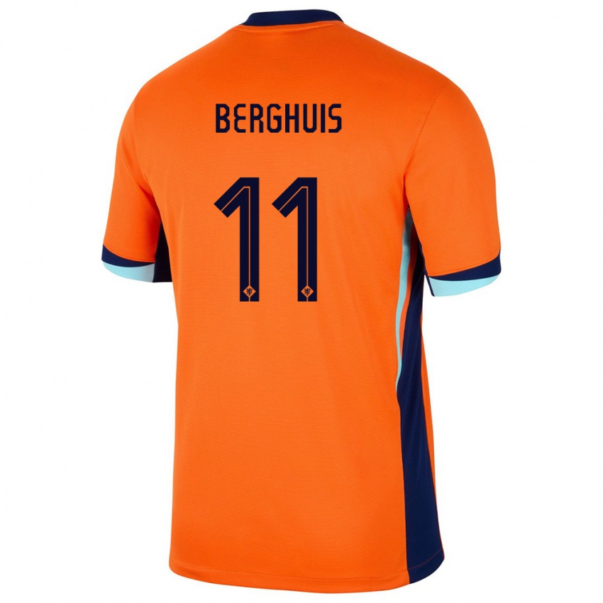 Hombre Camiseta Países Bajos Steven Berghuis #11 Naranja 1ª Equipación 24-26 La Camisa Chile