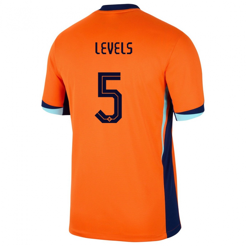Hombre Camiseta Países Bajos Janou Levels #5 Naranja 1ª Equipación 24-26 La Camisa Chile