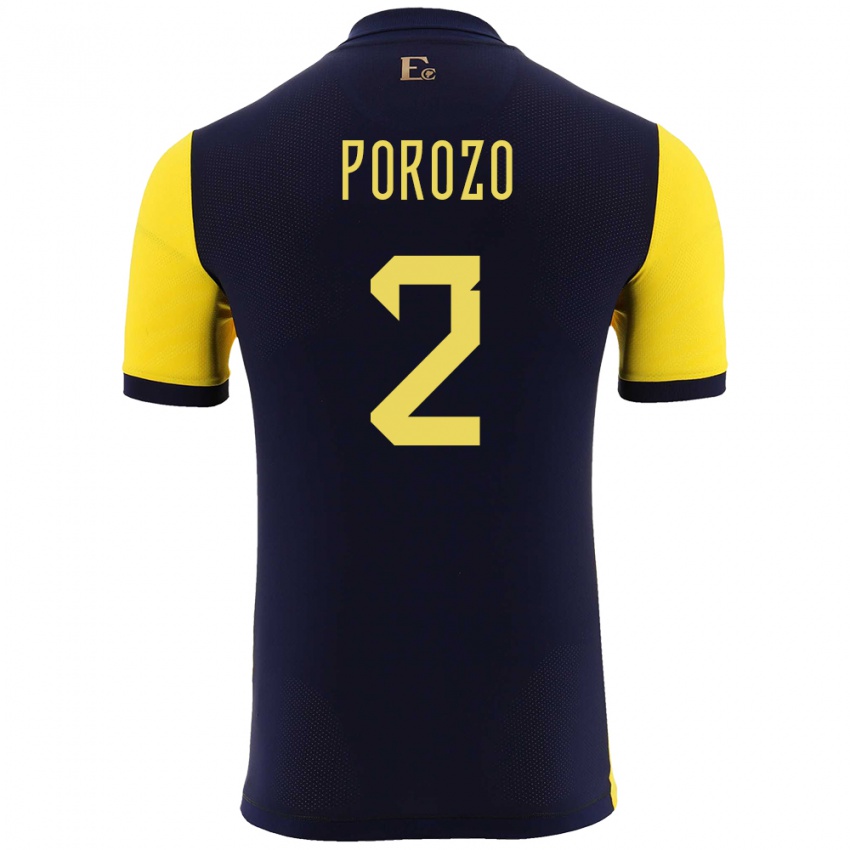 Hombre Camiseta Ecuador Jackson Porozo #2 Amarillo 1ª Equipación 24-26 La Camisa Chile