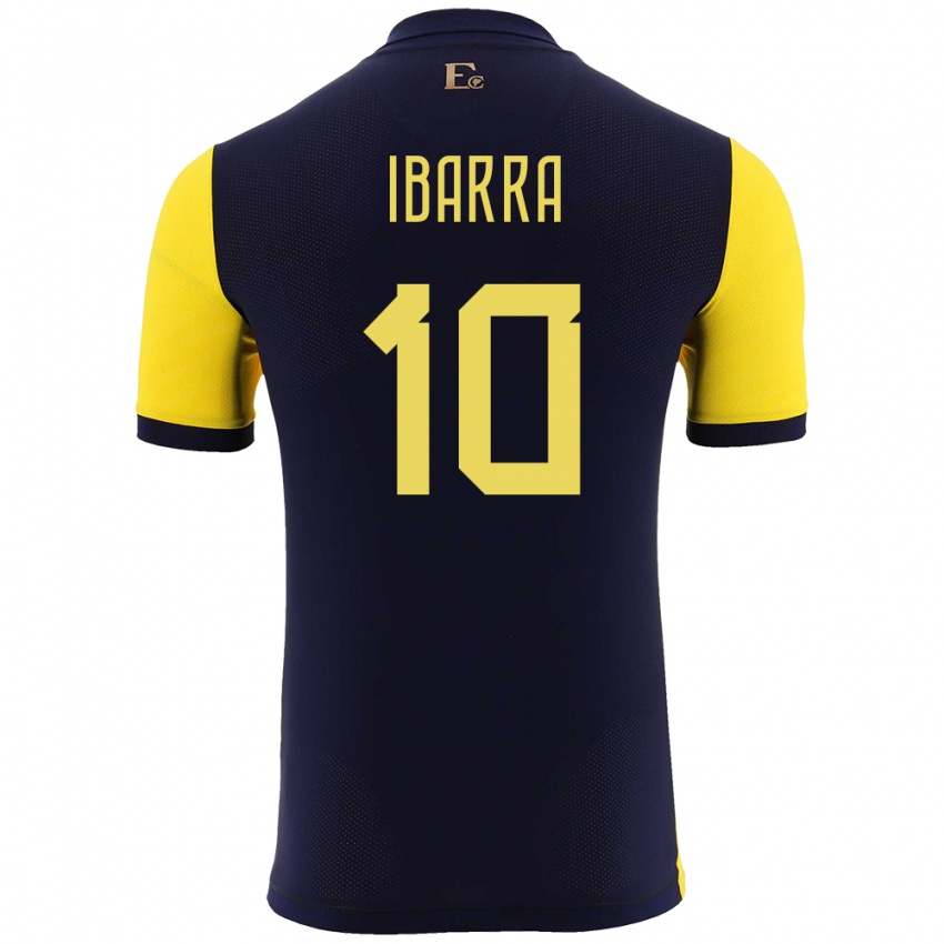Hombre Camiseta Ecuador Romario Ibarra #10 Amarillo 1ª Equipación 24-26 La Camisa Chile