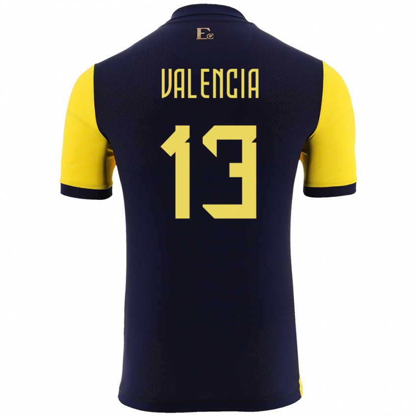 Hombre Camiseta Ecuador Enner Valencia #13 Amarillo 1ª Equipación 24-26 La Camisa Chile