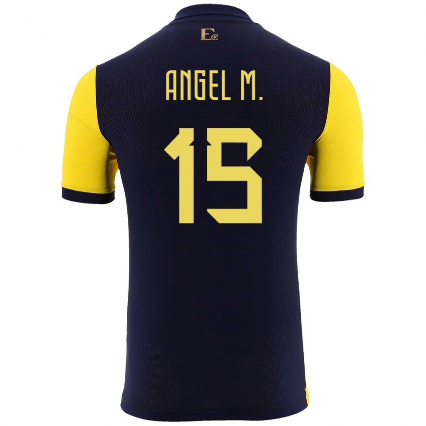 Hombre Camiseta Ecuador Angel Mena #15 Amarillo 1ª Equipación 24-26 La Camisa Chile