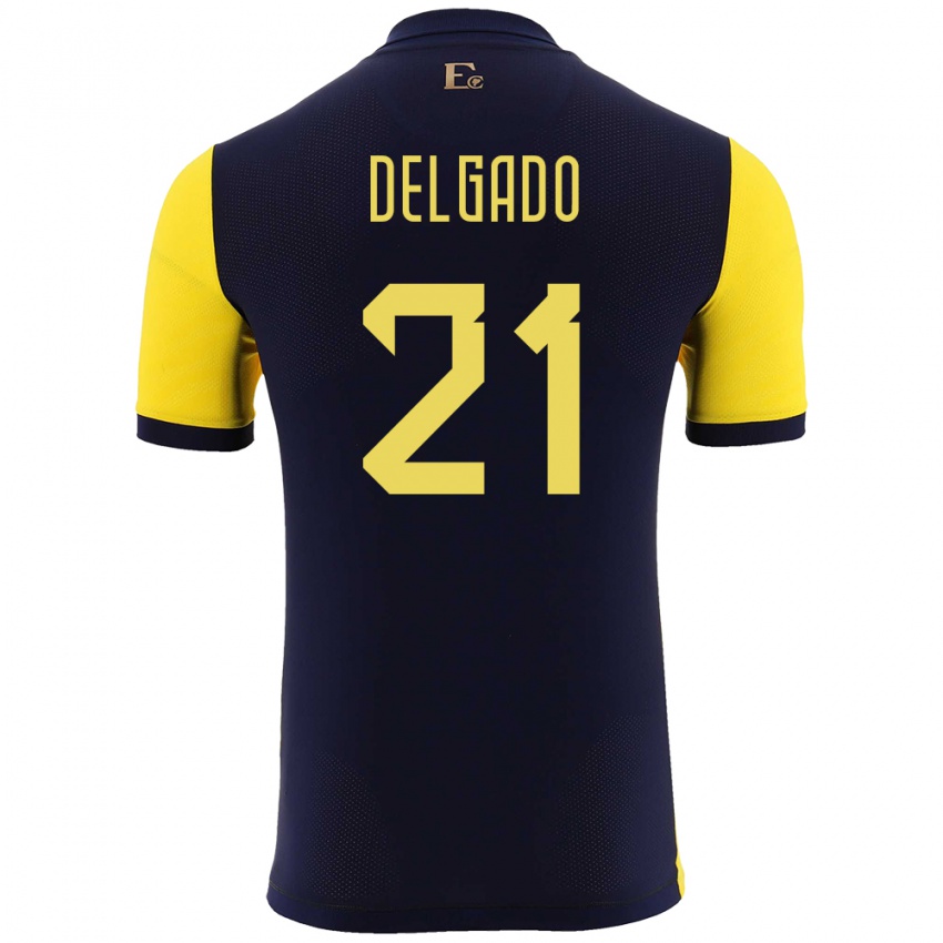 Hombre Camiseta Ecuador Patrickson Delgado #21 Amarillo 1ª Equipación 24-26 La Camisa Chile