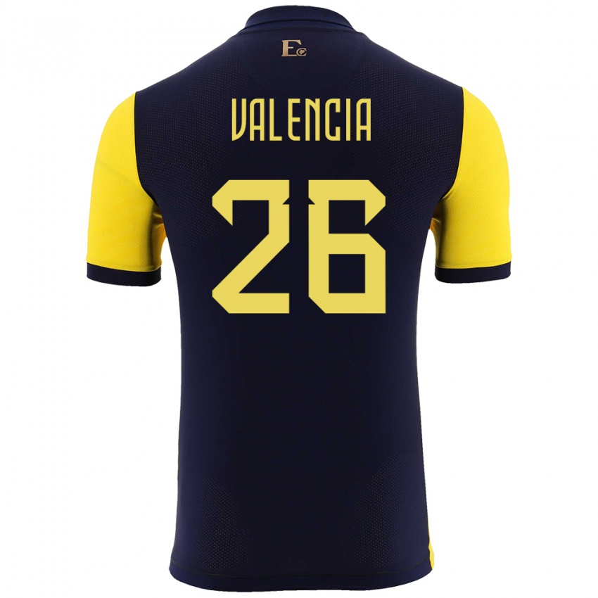 Hombre Camiseta Ecuador Anthony Valencia #26 Amarillo 1ª Equipación 24-26 La Camisa Chile