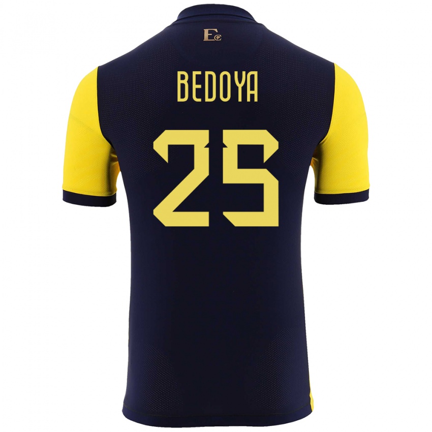 Hombre Camiseta Ecuador Jaydah Bedoya #25 Amarillo 1ª Equipación 24-26 La Camisa Chile