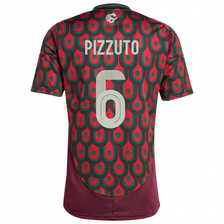 Hombre Camiseta México Eugenio Pizzuto #6 Granate 1ª Equipación 24-26 La Camisa Chile