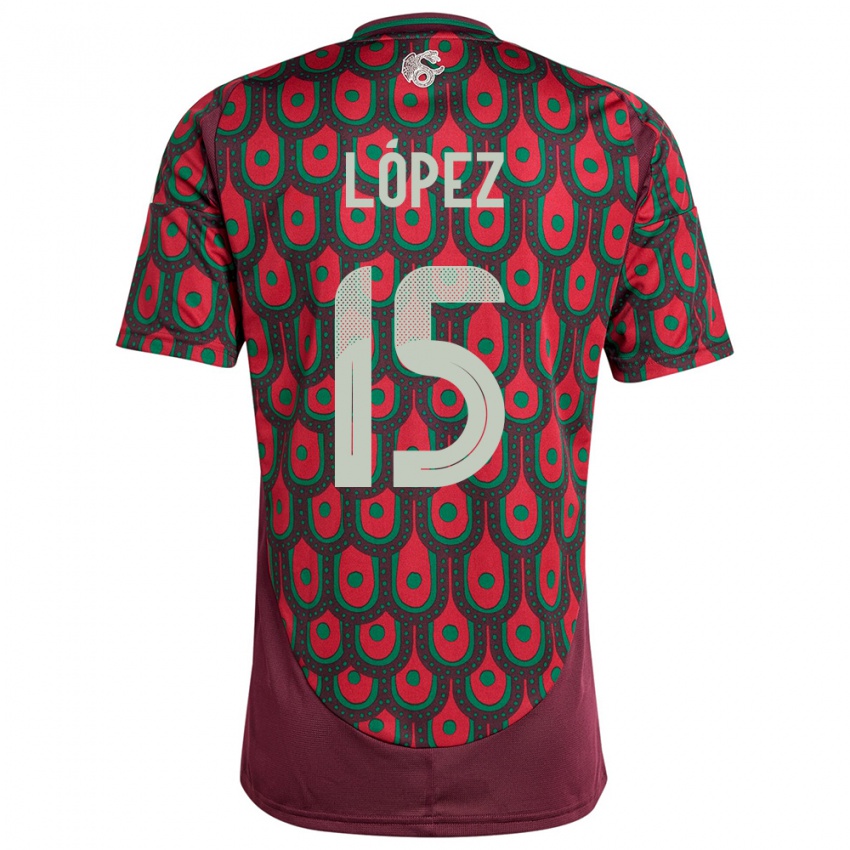 Hombre Camiseta México Everardo Lopez #15 Granate 1ª Equipación 24-26 La Camisa Chile