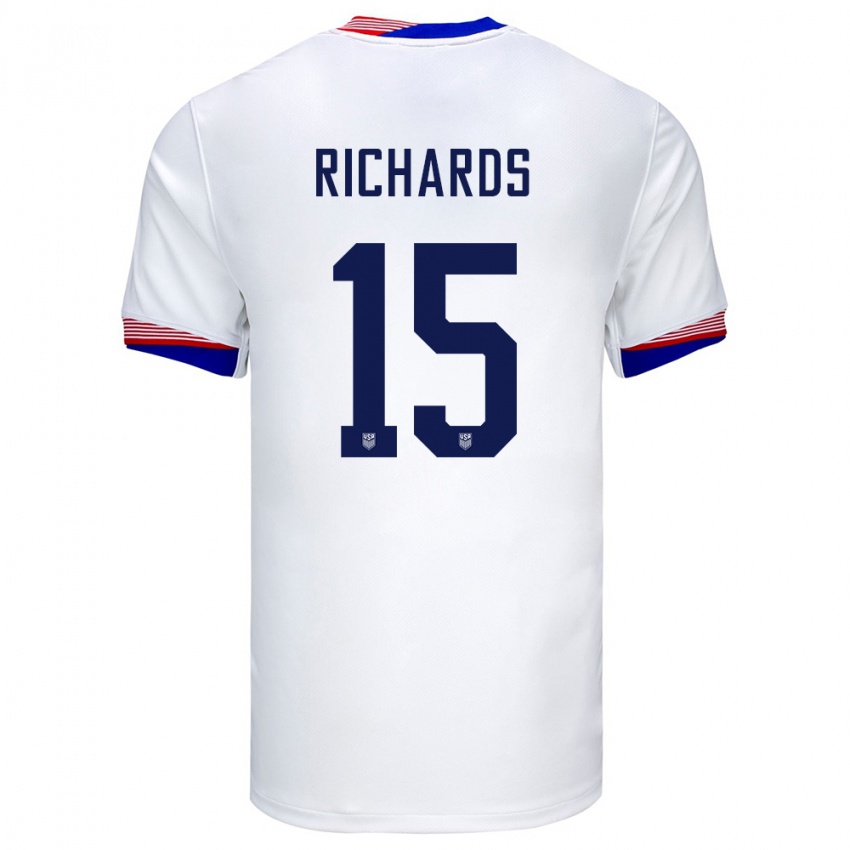 Hombre Camiseta Estados Unidos Chris Richards #15 Blanco 1ª Equipación 24-26 La Camisa Chile
