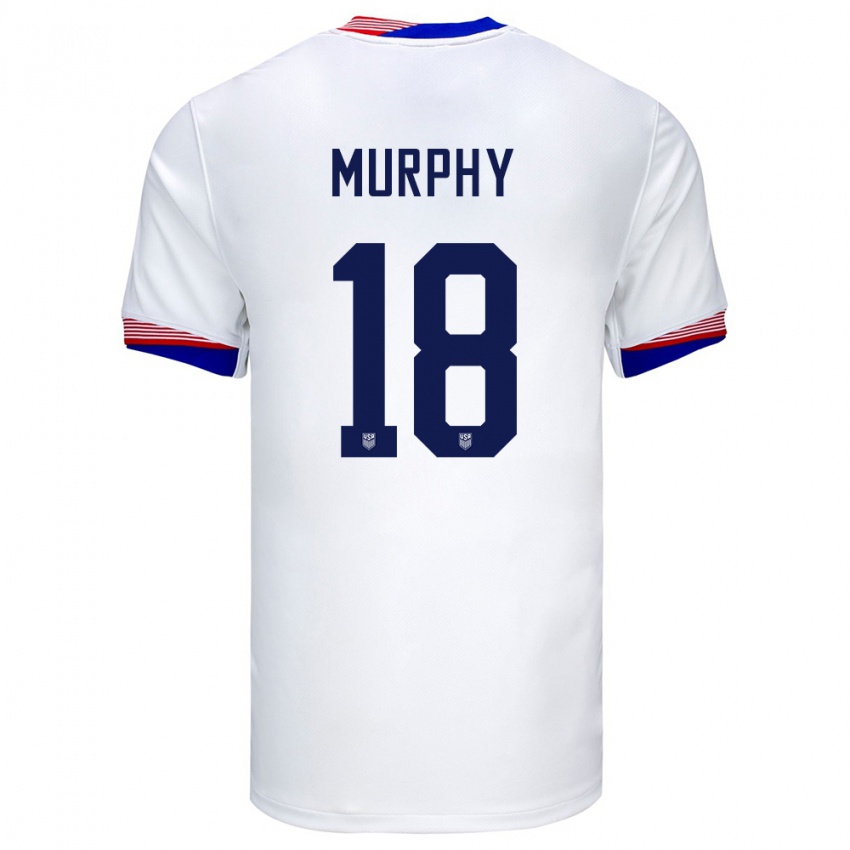 Hombre Camiseta Estados Unidos Casey Murphy #18 Blanco 1ª Equipación 24-26 La Camisa Chile
