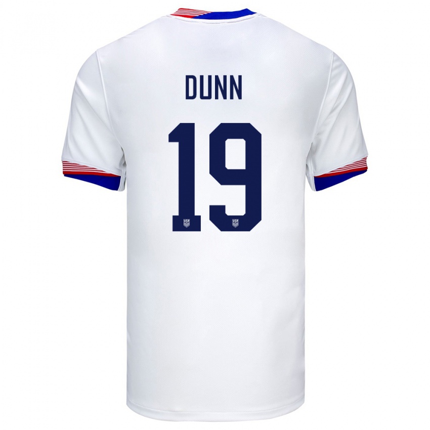Hombre Camiseta Estados Unidos Crystal Dunn #19 Blanco 1ª Equipación 24-26 La Camisa Chile
