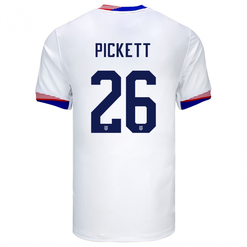 Hombre Camiseta Estados Unidos Carson Pickett #26 Blanco 1ª Equipación 24-26 La Camisa Chile