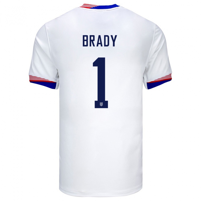 Hombre Camiseta Estados Unidos Chris Brady #1 Blanco 1ª Equipación 24-26 La Camisa Chile