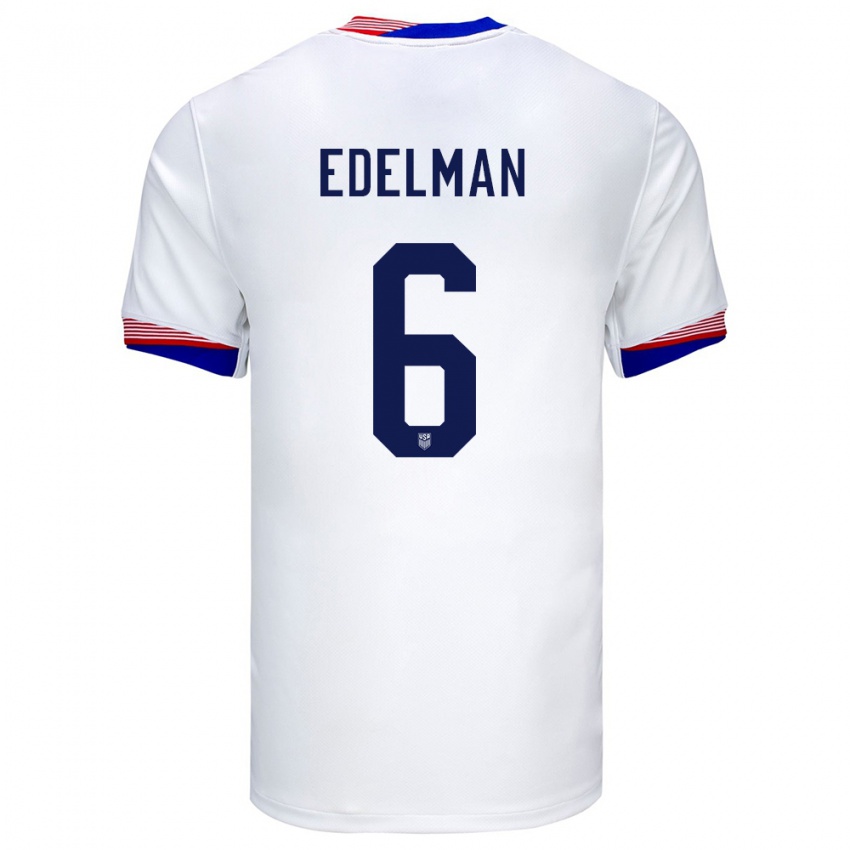 Hombre Camiseta Estados Unidos Daniel Edelman #6 Blanco 1ª Equipación 24-26 La Camisa Chile