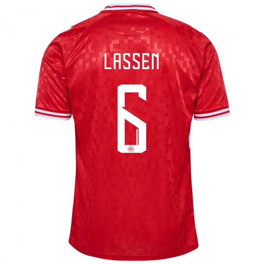 Hombre Camiseta Dinamarca Noah Lassen #6 Rojo 1ª Equipación 24-26 La Camisa Chile