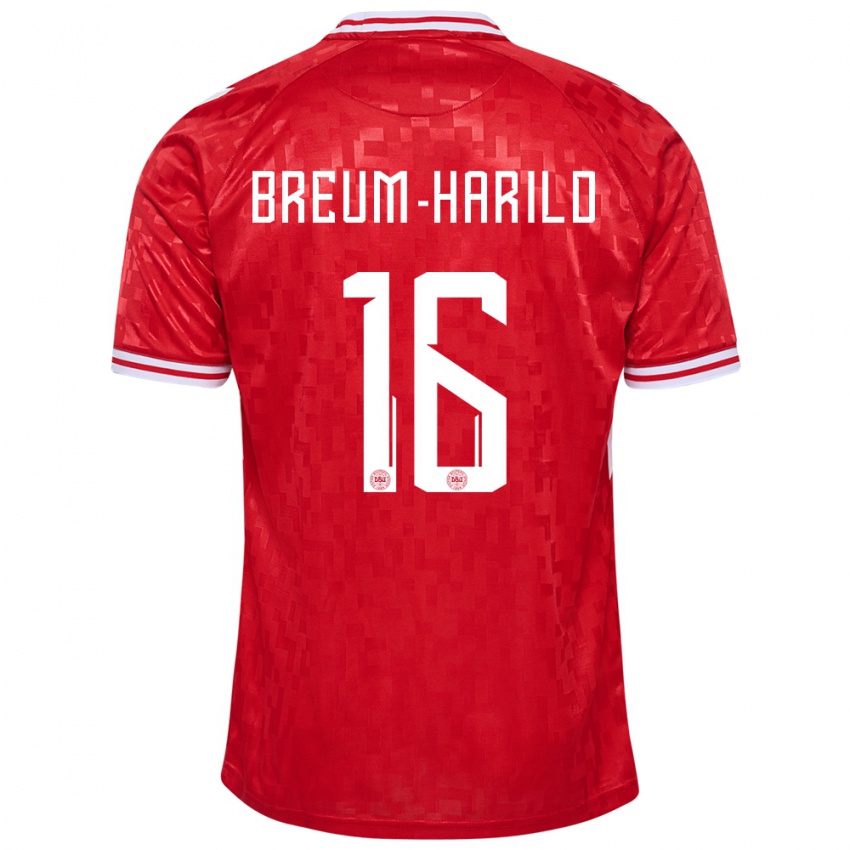 Hombre Camiseta Dinamarca Tobias Breum-Harild #16 Rojo 1ª Equipación 24-26 La Camisa Chile