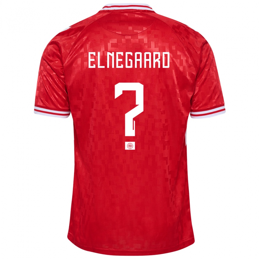 Hombre Camiseta Dinamarca Tobias Elnegaard #0 Rojo 1ª Equipación 24-26 La Camisa Chile