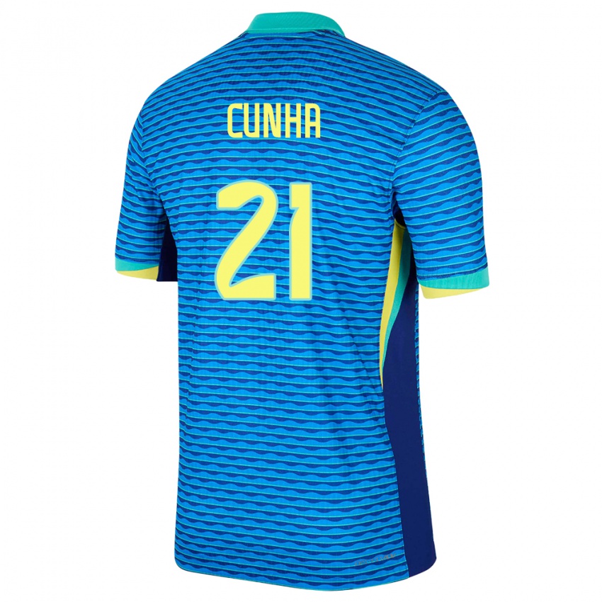 Hombre Camiseta Brasil Matheus Cunha #21 Azul 2ª Equipación 24-26 La Camisa Chile