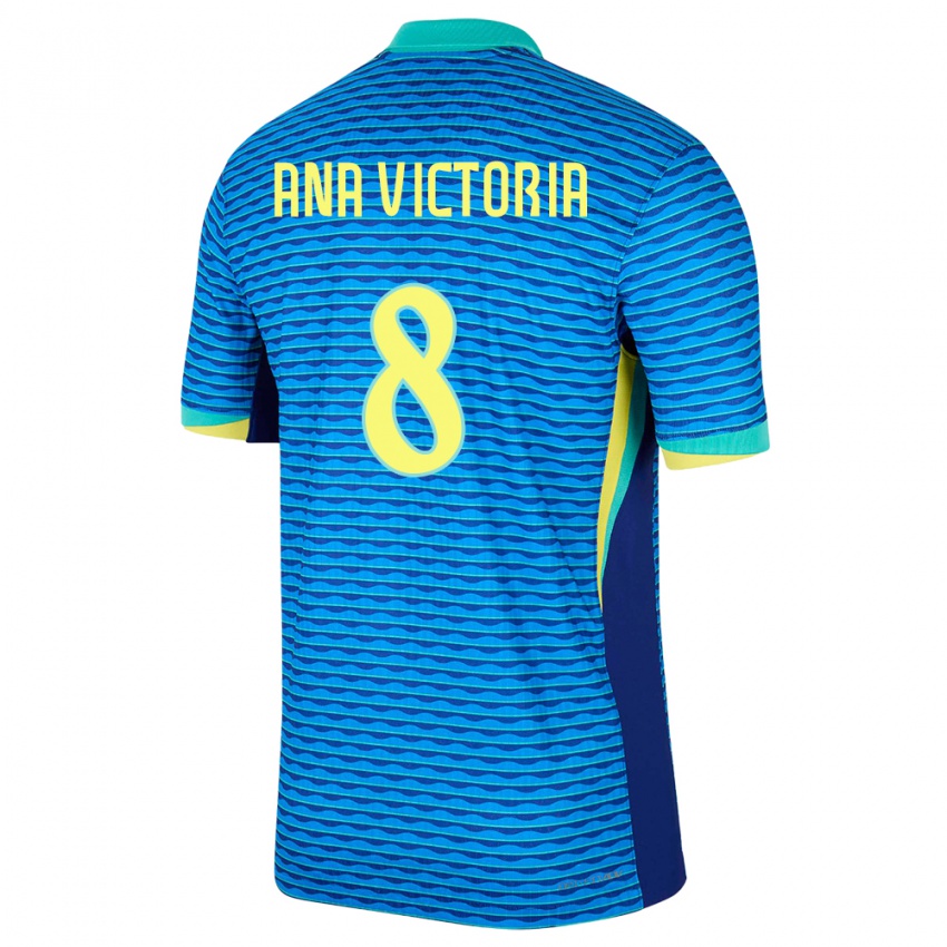 Hombre Camiseta Brasil Ana Victoria #8 Azul 2ª Equipación 24-26 La Camisa Chile