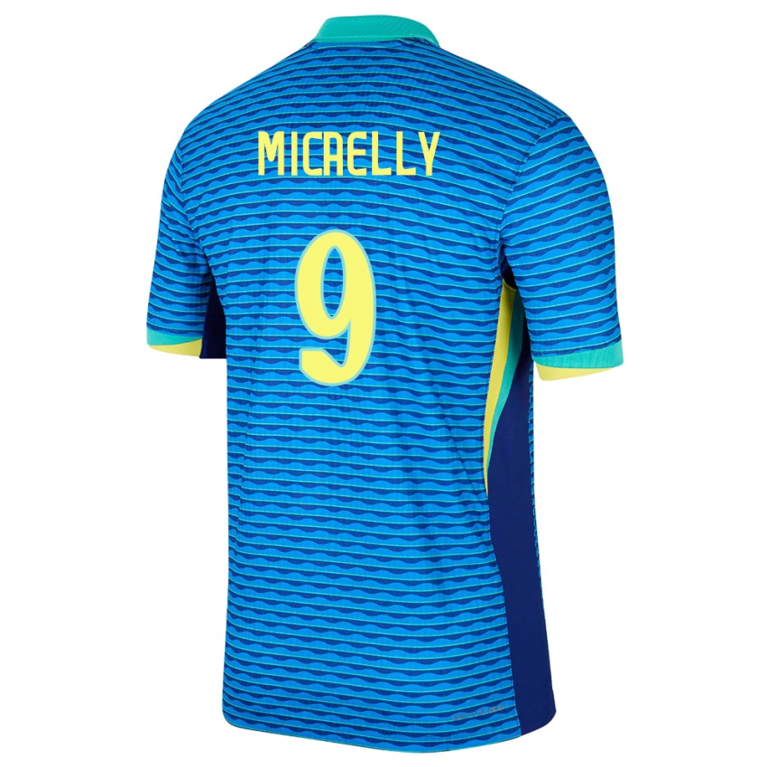 Hombre Camiseta Brasil Micaelly #9 Azul 2ª Equipación 24-26 La Camisa Chile
