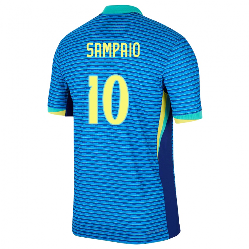 Hombre Camiseta Brasil Duda Sampaio #10 Azul 2ª Equipación 24-26 La Camisa Chile