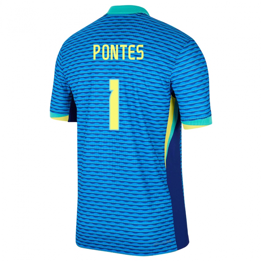 Hombre Camiseta Brasil Mycael Pontes #1 Azul 2ª Equipación 24-26 La Camisa Chile