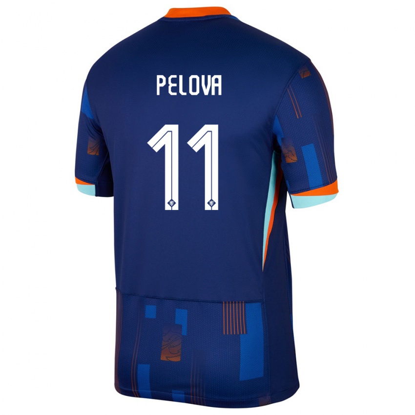 Hombre Camiseta Países Bajos Victoria Pelova #11 Azul 2ª Equipación 24-26 La Camisa Chile