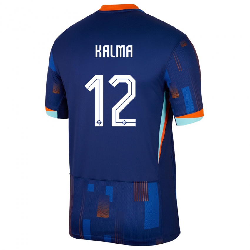 Hombre Camiseta Países Bajos Fenna Kalma #12 Azul 2ª Equipación 24-26 La Camisa Chile