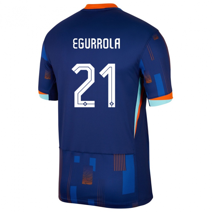 Hombre Camiseta Países Bajos Damaris Egurrola #21 Azul 2ª Equipación 24-26 La Camisa Chile