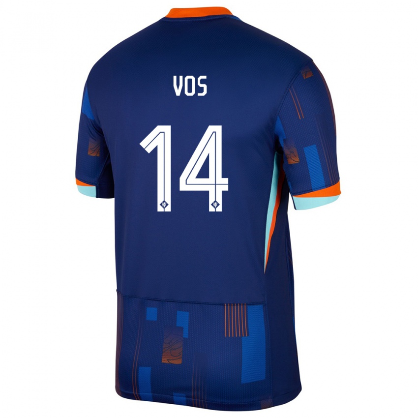 Hombre Camiseta Países Bajos Silvano Vos #14 Azul 2ª Equipación 24-26 La Camisa Chile