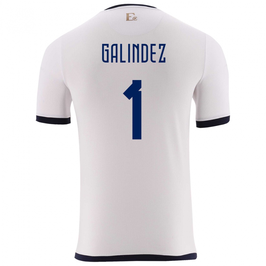 Hombre Camiseta Ecuador Hernan Galindez #1 Blanco 2ª Equipación 24-26 La Camisa Chile