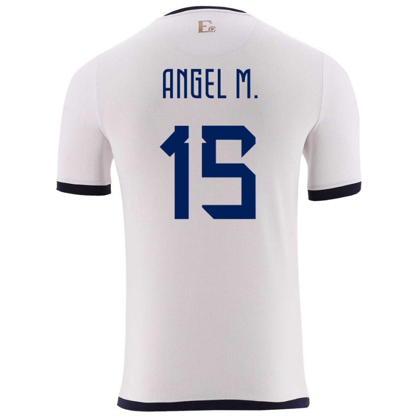 Hombre Camiseta Ecuador Angel Mena #15 Blanco 2ª Equipación 24-26 La Camisa Chile