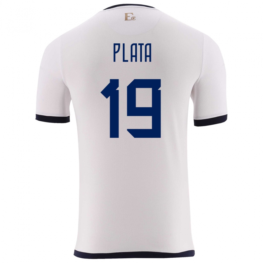 Hombre Camiseta Ecuador Gonzalo Plata #19 Blanco 2ª Equipación 24-26 La Camisa Chile