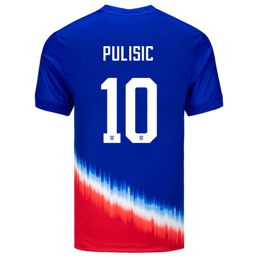 Hombre Camiseta Estados Unidos Christian Pulisic #10 Azul 2ª Equipación 24-26 La Camisa Chile