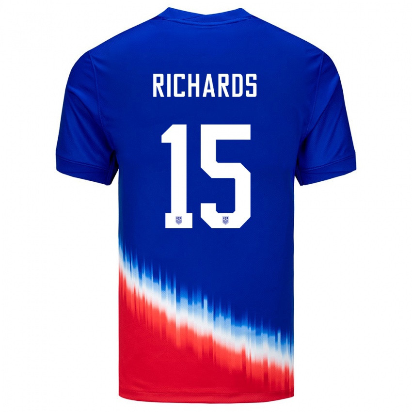 Hombre Camiseta Estados Unidos Chris Richards #15 Azul 2ª Equipación 24-26 La Camisa Chile