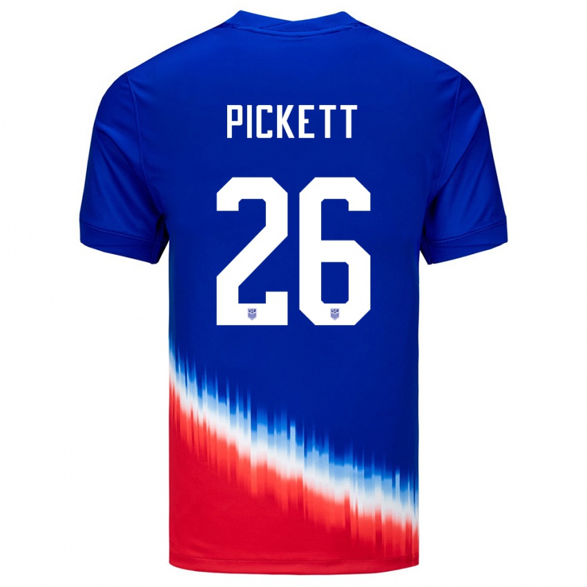 Hombre Camiseta Estados Unidos Carson Pickett #26 Azul 2ª Equipación 24-26 La Camisa Chile