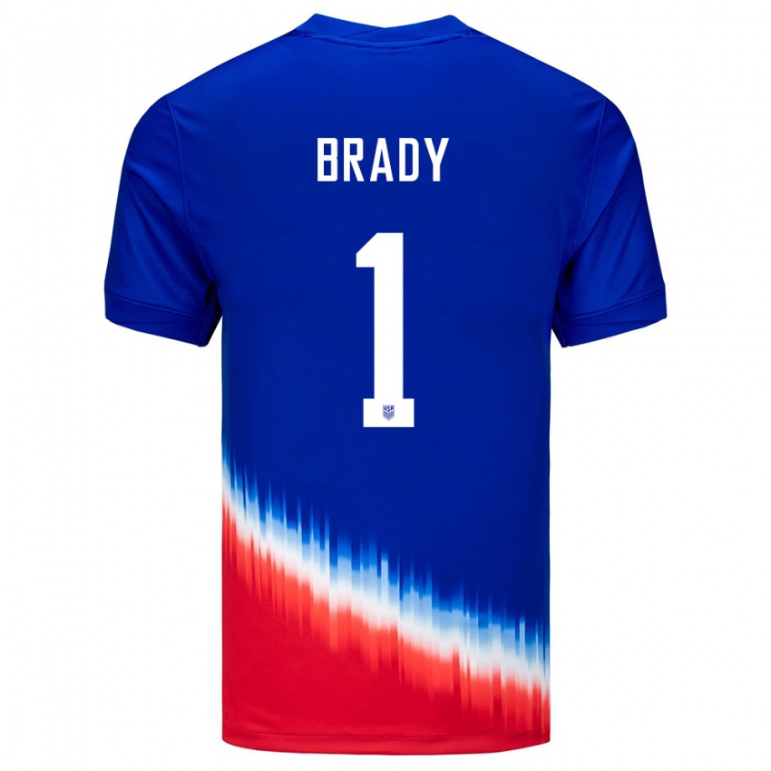 Hombre Camiseta Estados Unidos Chris Brady #1 Azul 2ª Equipación 24-26 La Camisa Chile