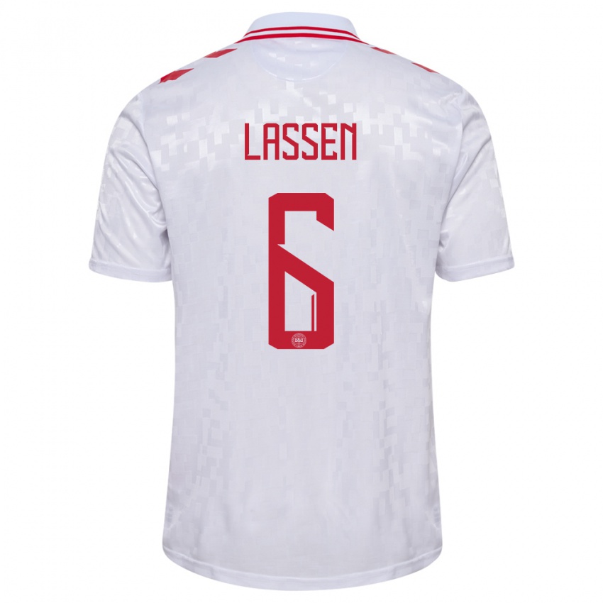 Hombre Camiseta Dinamarca Noah Lassen #6 Blanco 2ª Equipación 24-26 La Camisa Chile